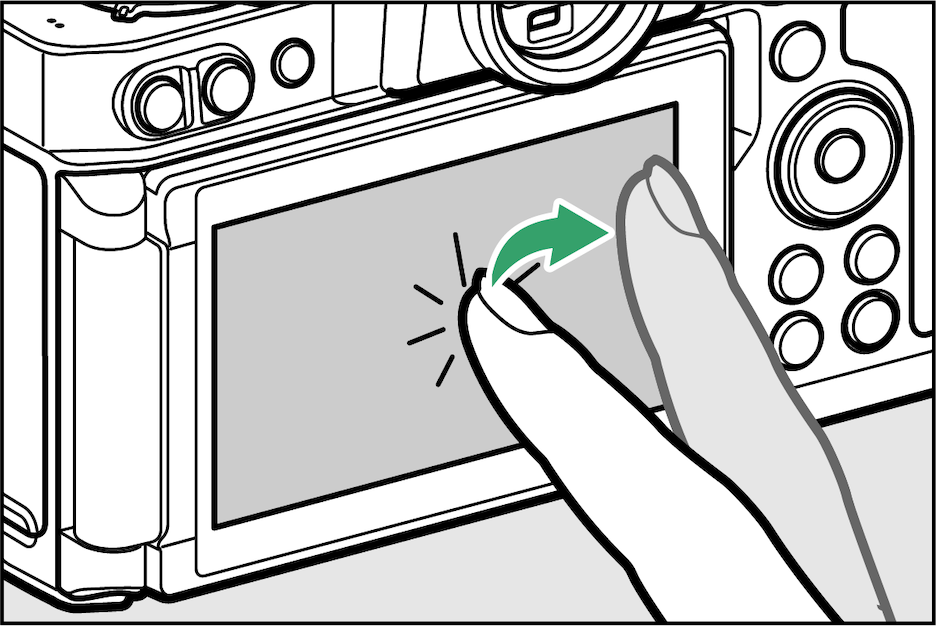 カメラのモニターをタッチしている図