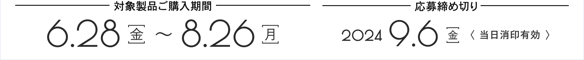 対象製品ご購入期間 2024年6月28日（金）～2024年8月26日（月）、応募締め切り 2024年9月6日（金）当日消印有効