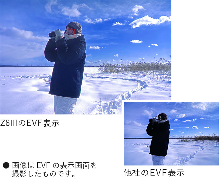 明るい環境下でも被写体を確実に確認できるEVF